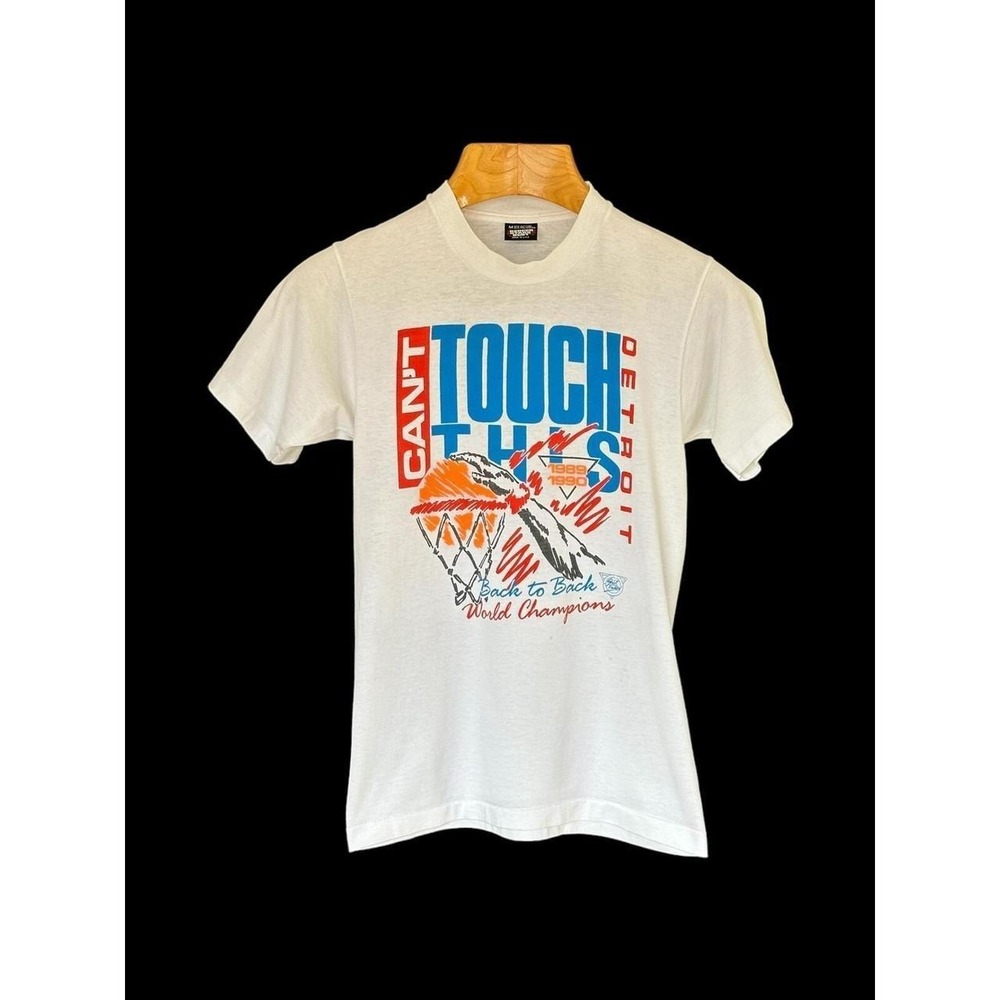 Detroit Pistons Vintage 1989 1990 Back 2 Back NBA Champs T-shirt Sz Medium